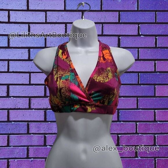Zumba So Somba All Day V Sports Bra Purple Multi-Color Size M (G007) - Picture 2 of 7